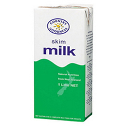 new zealand country goodness skim milk (1l single